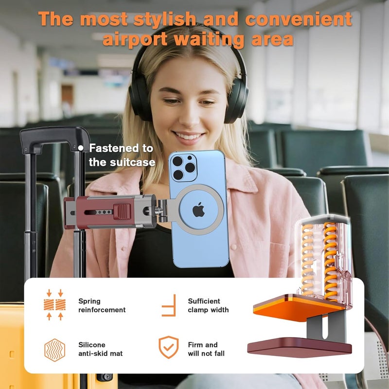 YAGHVEO Airplane Phone Holder Mount,360° Adjustable Hands-Free Mount,Flying Desk Home Long Flight Must Haves Accessories,for iPhone 17 16 15 14 Pro Max - Image 3